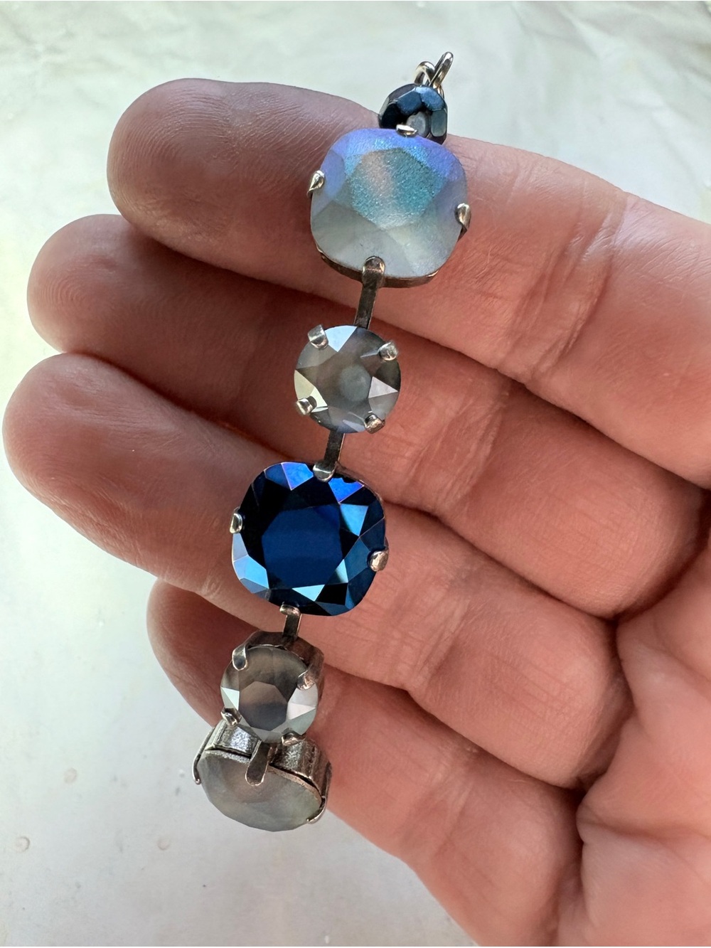Sabika Blue Crystal Bracelet - Iridescent Navy & Silver - Picture 2 of 5